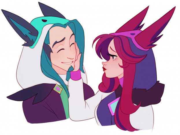 Обои картинки фото видео игры, league of legends, rakan, xayah, пара