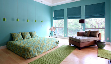 Картинка интерьер спальня кровать тахта