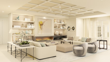 обоя интерьер, гостиная, диваны, кресла, камин