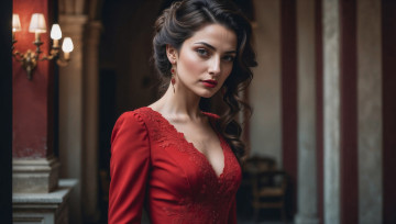 Картинка 3д+графика портреты+и+лица+ portraits+and+faсes шатенка серьги декольте