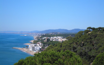 Картинка природа побережье море здания лес