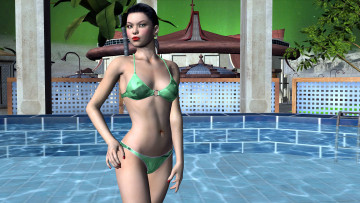 Картинка 3д графика people люди девушка вода бассейн