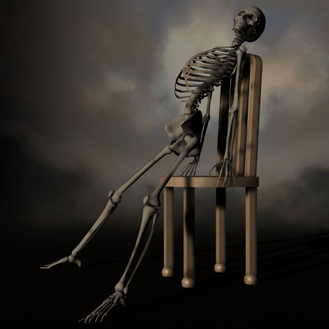 Обои картинки фото 3д, графика, horror, ужас, стул, скилет