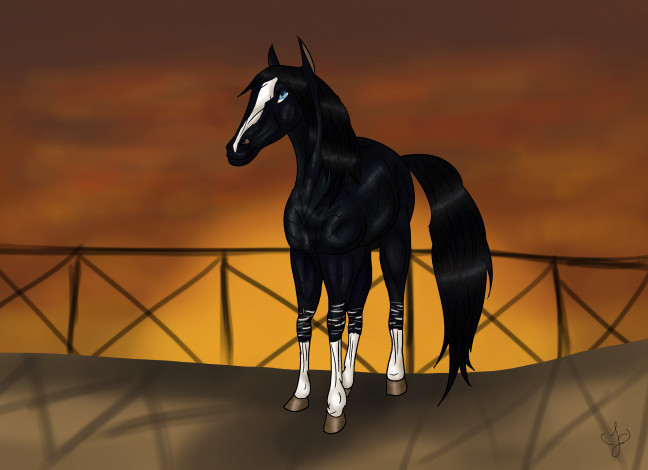 Обои картинки фото рисованные, животные, лошади, лошадь