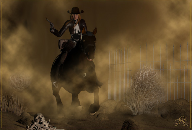 Обои картинки фото 3д, графика, people, люди, девушка, лошадь, всадник