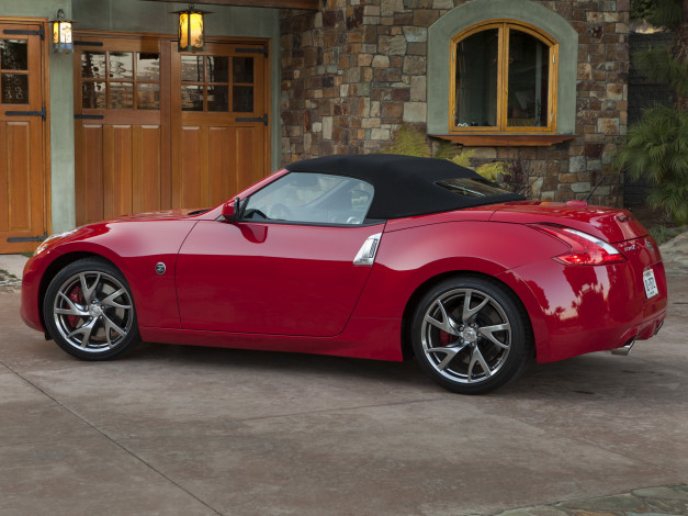 Обои картинки фото автомобили, nissan, datsun, 2013, 370z, roadster, us-spec, красный