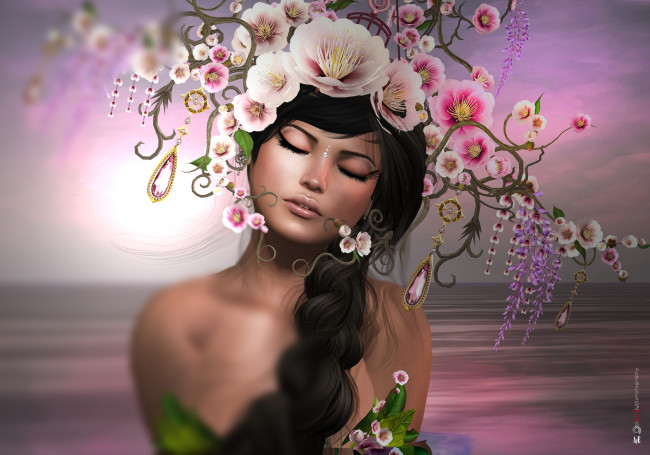 Обои картинки фото 3д графика, portraits , портрет, венок