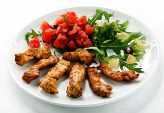 Картинка еда мясные+блюда помидоры зелень