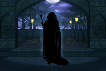 Картинка 3д+графика ужас+ horror глаза накидка фонари