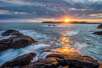 Картинка природа восходы закаты океан заря тучи горизонт