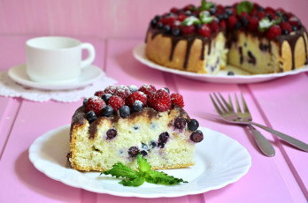 Картинка еда пироги малина мята шоколад ягоды кекс черника