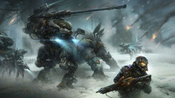 Картинка видео+игры destiny зима fan art робот солдаты война