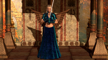 Картинка 3д+графика амазонки+ amazon фон взгляд девушка кресло оружие