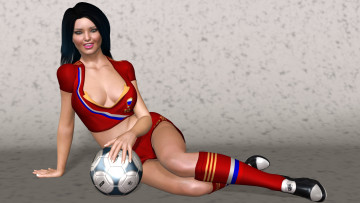 Картинка 3д+графика люди+ people фон взгляд девушка мяч