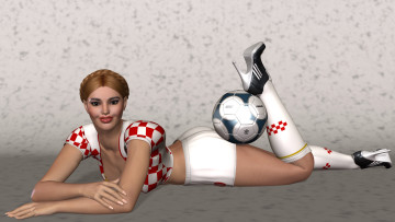 обоя 3д графика, люди , people, мяч, фон, взгляд, девушка