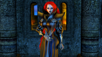 Картинка 3д+графика люди+ people рыжая фон девушка взгляд