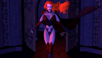 Картинка 3д+графика люди+ people рыжая фон взгляд девушка