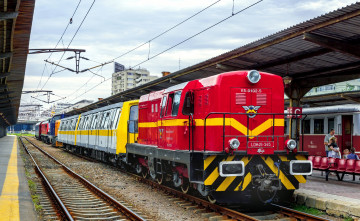 Картинка техника поезда состав рельсы дорога железная локомотив