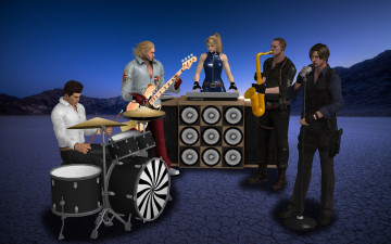 Картинка 3д+графика аниме+ anime фон взгляд девушка ансамбль парни