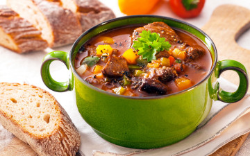 Картинка еда первые+блюда мясо хлеб овощи суп bread soup meat