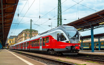 Картинка техника поезда состав дорога рельсы локомотив железная