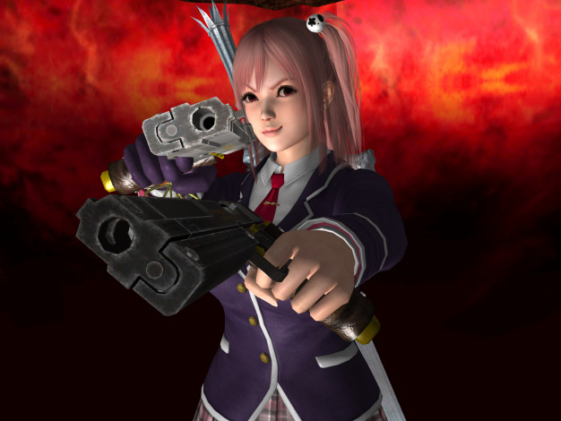 Обои картинки фото devil may cry 4, видео игры, оружие, фон, взгляд, девушка