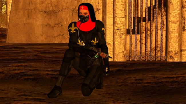 Обои картинки фото 3д графика, фантазия , fantasy, оружие, фон, взгляд, девушка