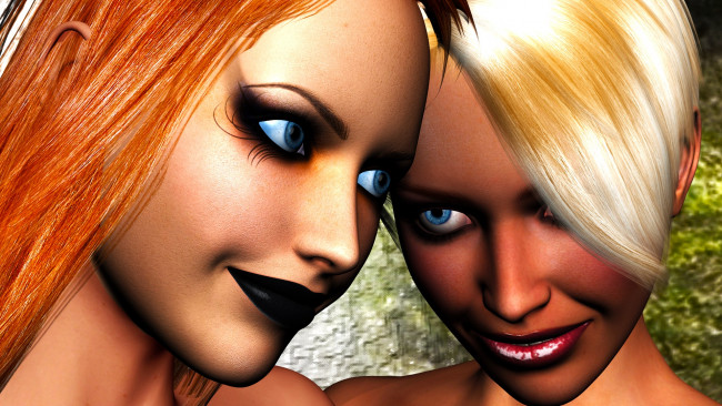 Обои картинки фото 3д графика, портрет , portraits, фон, девушки, взгляд