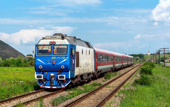 Обои картинки фото техника, поезда, состав, локомотив, рельсы, дорога, железная