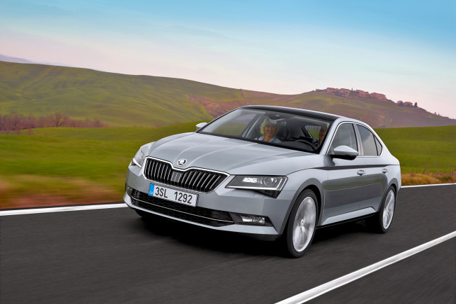 Обои картинки фото автомобили, skoda, superb, 2015г, светлый