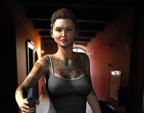 Картинка 3д+графика люди+ people девушка взгляд фон