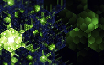 Картинка 3д+графика текстуры+ +textures зеленые блики соты кристаллы синие