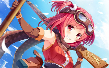 Картинка аниме оружие +техника +технологии взгляд девушка фон