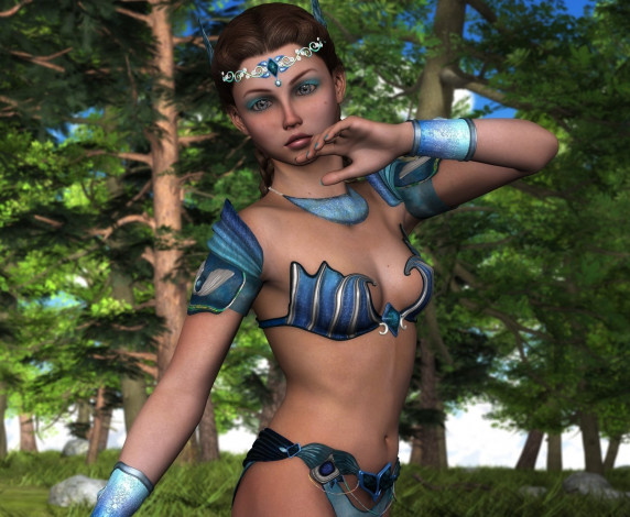 Обои картинки фото 3д графика, фантазия , fantasy, фон, взгляд, девушка