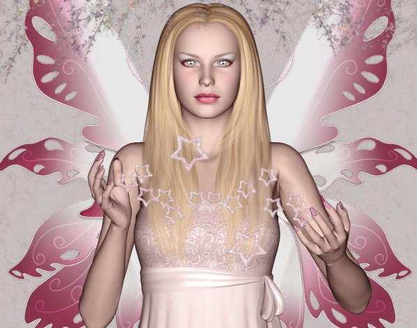 Обои картинки фото 3д графика, люди , people, взгляд, фея, фон