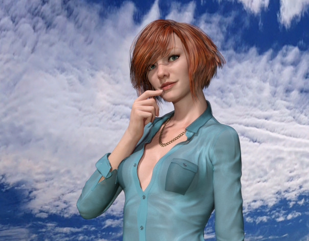 Обои картинки фото 3д графика, люди , people, фон, взгляд, девушка