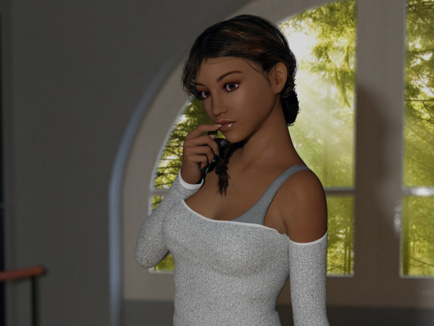 Обои картинки фото 3д графика, люди , people, фон, взгляд, девушка