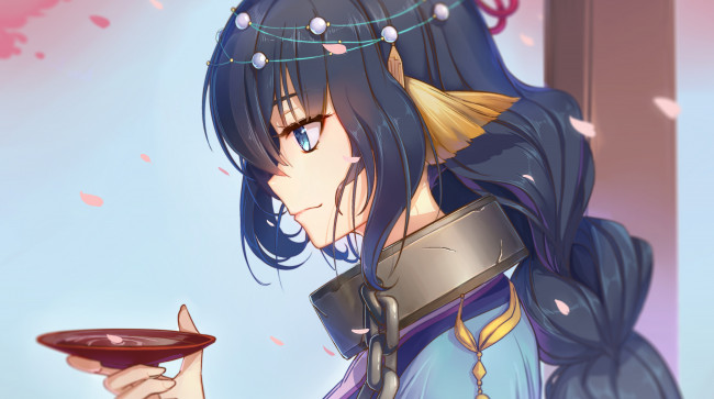 Обои картинки фото utavarerumono, аниме, фон, взгляд, девушка