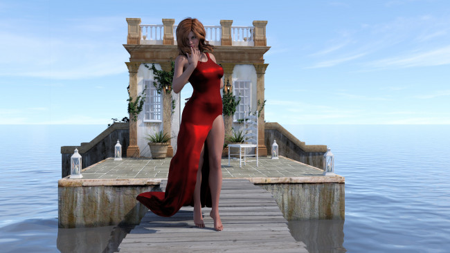 Обои картинки фото 3д графика, люди , people, девушка, фон, взгляд