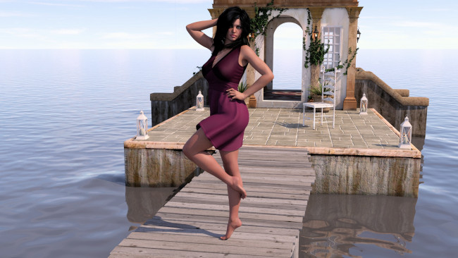 Обои картинки фото 3д графика, люди , people, фон, взгляд, девушка