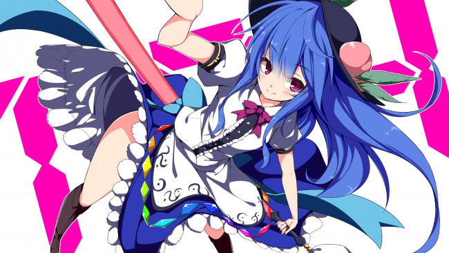 Обои картинки фото аниме, touhou, взгляд, девушка, фон