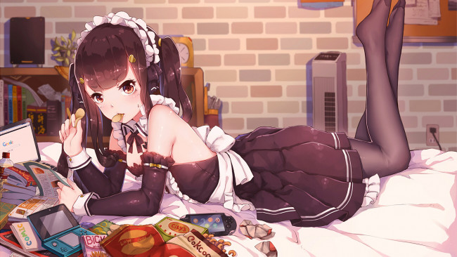 Обои картинки фото аниме, unknown,  другое, взгляд, девушка, фон