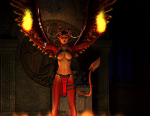 Картинка 3д+графика существа+ creatures демон фон взгляд девушка