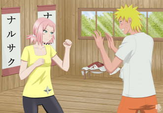 Картинка аниме naruto тренировка наруто сакура