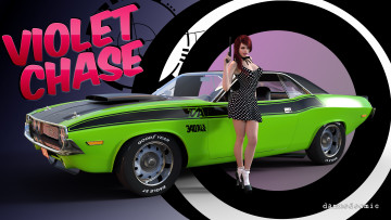 Картинка 3д+графика люди-авто мото+ people-+car+ +moto фон взгляд девушка