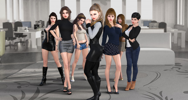 Обои картинки фото 3д графика, люди , people, фон, взгляд, девушки