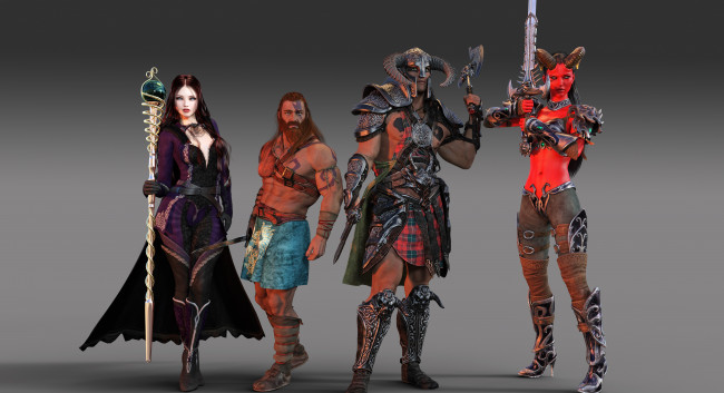 Обои картинки фото 3д графика, существа , creatures, фон, взгляд, девушки