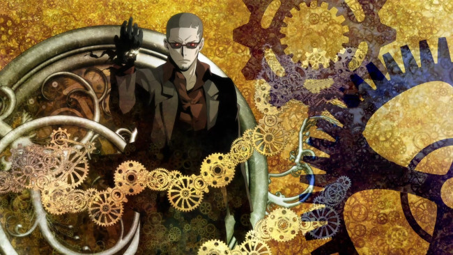 Обои картинки фото аниме, clockwork planet, anime, man, gears, time, suit, clock, japanese, hours, clockwork, planet