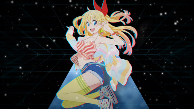 Обои картинки фото аниме, nisekoi, девушка, фон, взгляд