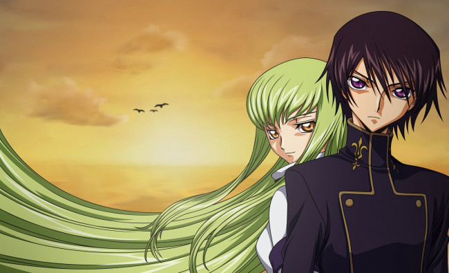 Обои картинки фото аниме, code geass, фон, девушка, взгляд